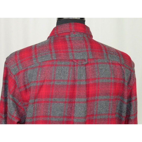 ORVIS Long Sleeved Red/Gray Plaid Flannel Button Up Shirt Heavy Men's Meidum - Picture 7 of 8